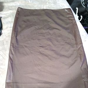 Pencil skirt with faux leather strips on sides